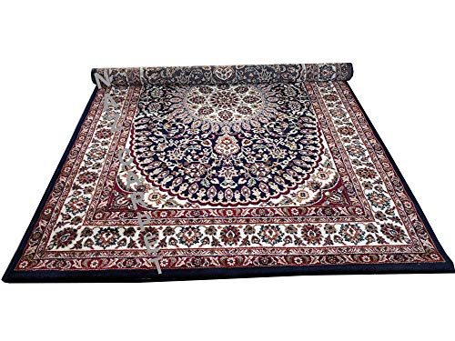 Image of Kashmiri Traditional Woollen Carpet with Advanced 1 Inch Thickness & Classical Look 240x335cm (8x11 Feet) Color Blue