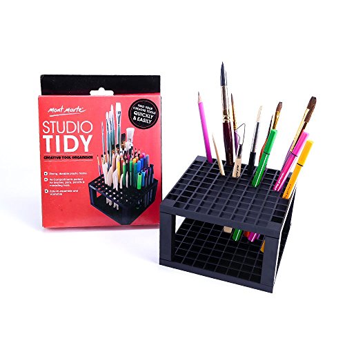 Mont Marte Studio Tidy 2 Pack. 96 Hole Plastic Pencil & Brush Holder For Paint Brushes, Pencils, Markers, Pens And Modeling Tools. Provides Excellent Art Studio Organization. #TOP4