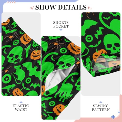 Skull Cat Pumpkin Boys Long Pants Soft Trousers Elastic Waist Kids Lounge Bottoms with Pockets S-XL4