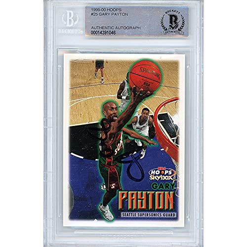 Gary Payton Autographed 1999-2000 SkyBox Hoops #25 Basketball Card Slab Beckett BAS Authentic Slabbed COA Played For Seattle Sonics Signed Collectibles
