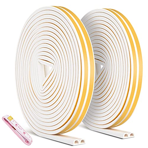 2 Pack 20m Bande de Joint Porte, Miciler Auto-adhésif Anticollision Joint Fenetre Isolation, D-Profi Joint Porte Isolation pour Anti-intempéries/isolation acoustique - 9mm*6mm