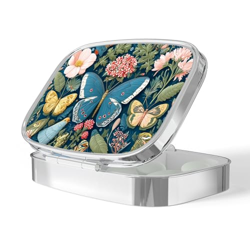 Image of Pill Box-2 Compartment Small Pill Case Portable for Pocket & Purse Single Pill Carrier Pill Container to Hold Vitamins Medication Fish Oil and Supplements BPA-Free