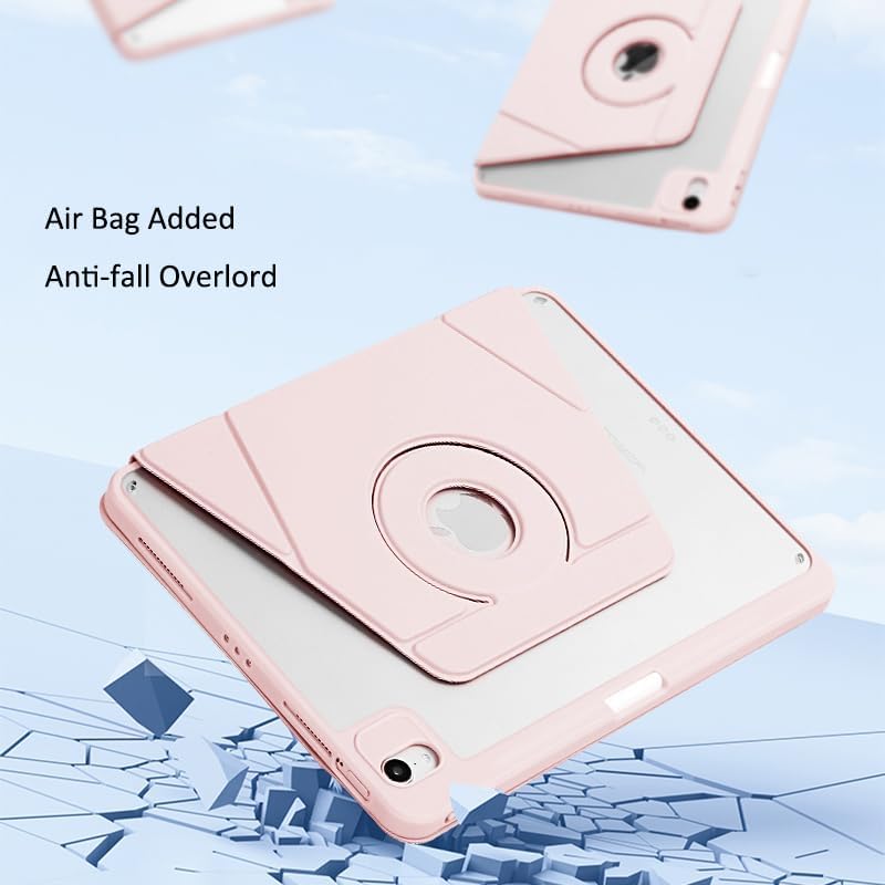 720 Rotating Tablet Case for iPad Pro 12.9-inch 2022/2021/2020/2018 Generation 12.9" Magnetic Detachable Tablets Casing, Stand Floating Back Cover (Pink, iPad Pro (12.9"))