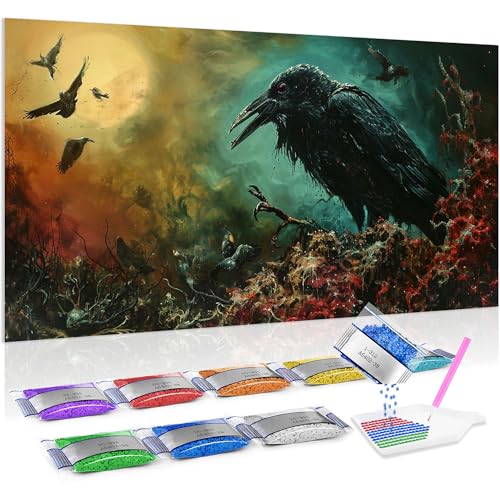 Kit Completo de Diamond Painting 5D Jumpdot con Diseño de Cuervo Negro DIY