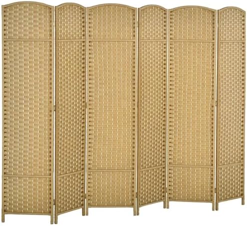 HOMCOM Room Divider, 6 Panel Folding Privacy Screen, 5.6' Tall Fr...
