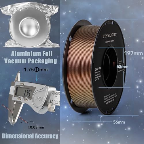 Image of TINMORRY PLA Filament 1.75mm 1kg, Galaxy PLA 3D Printer Filament, Compatible with Most FDM 3D Printers, 1 KG 1 Spool, Galaxy Brown