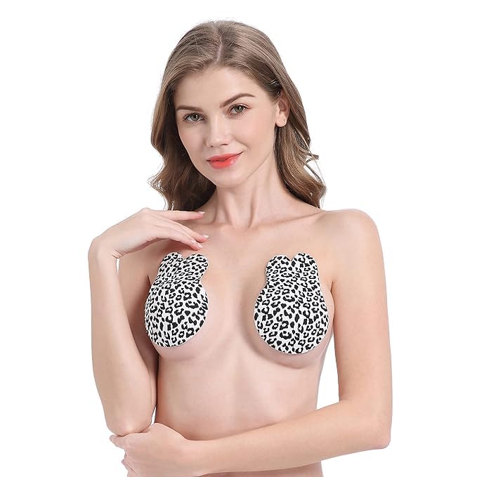 Breast Lift Cover Bra - Silicone Pasties Invisible Adhesive Bra, Reusable Lifting Bra Cups Nipple Cover for Women 1 Pair Free Size (Black)-image-6