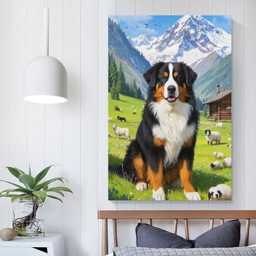Poster de lienzo de perro bernes decoracion afectiva para sala de estar 5