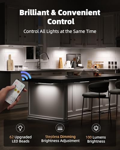 ezvalo 6-pack under cabinet lighting with charging station 2000mah rechargeable wireless motion sensor lights 3 color temps dimmable timer magnetic with remote control for kitchen closet stair