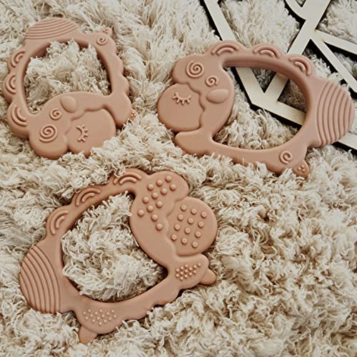 Image of Moonkie Teething Toy, Safe and Easy to Hold, Soothing BPA-Free Silicone Teethers, to Prevent Finger Sucking, Best for Babies 0-6-12 Months (Muted Sheep, 1 Pack)