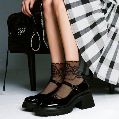 5Pairs Women's Lace Ankle Socks Sheer Lace Socks Ultra Thin Cool Silk Fishnet Sock Ankle Mesh Summer Sex Sock for Women3