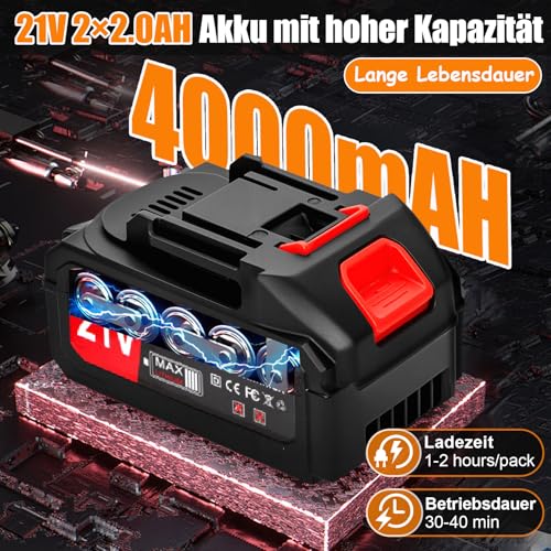 Xbzzgmg Rasentrimmer mit Akku, Akku Rasentrimmer mit 2 Akkus und 4 Messertypen Verstellbarer Freischneider, Teleskop Freischneider Akku mit Geringem Geräuschpegel für Höfe, Gärten und Gehwegkanten 5