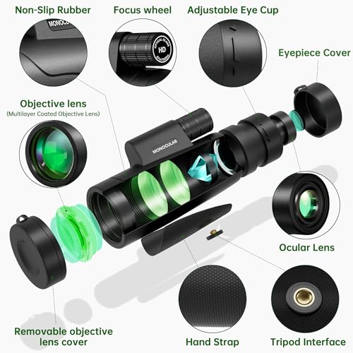 Image of New 2025-80x100 Monocular Telescope High Powered for Smartphone High Definition Monoculars for Adults with Adapter /Tripod for Bird Watching Hiking Hunting Camping Traveling Outdoor Wildlife Viewing
