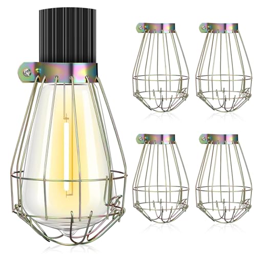EXAOMBLE Protector Metálico para Bombilla y Pantalla de Lámpara, 5 Piezas, Jaulas de Hierro Resistentes para Iluminación en Talleres y Decoración Vintage