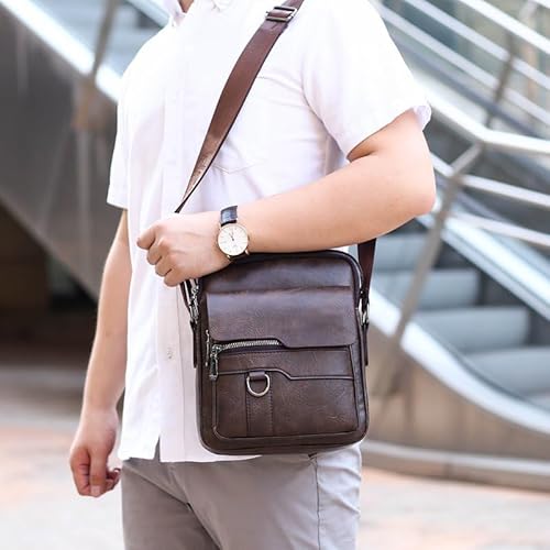 Shoulder Bag Pochete Necessaire Mini Bolsa Transversal Tiracolo Couro Masculino Feminina (Marrom)