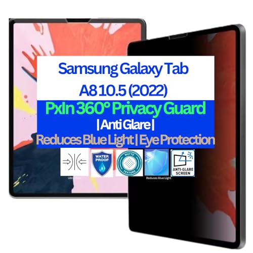 Image of Pxin Tablet Privacy Guard compatible with Samsung Galaxy Tab A8 10.5 (2022) | Privacy screen protector | Anti Glare | Anti Spy | Reduces blue light | Self healing from scratches | Eye Protection