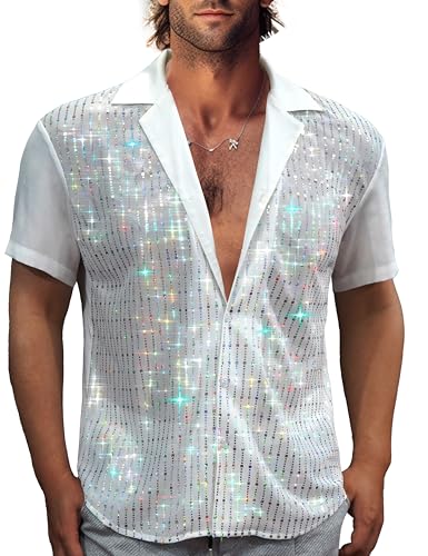 Amazon.com: AIBEIX Mens Mesh Sequins See Through 70s Disco Short