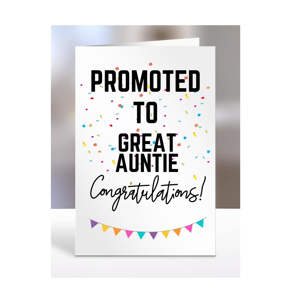 Promoted to Great Auntie card, gifts for men, women, him, her, female, male, presents for Christmas, new, congratulations, A5-171_118 โ image 1