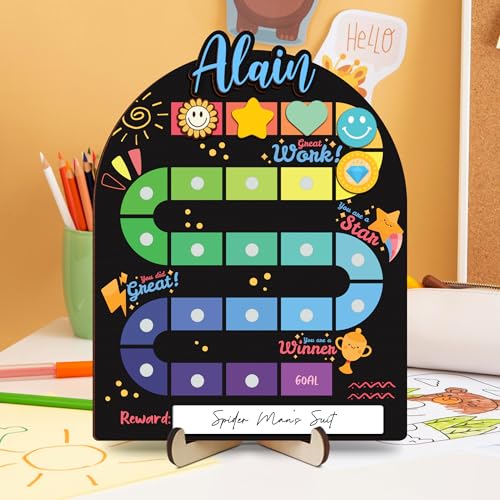 Image of Personalized Wooden Reward Jar for Kids, Magnetic Behavior Chart Fun Board with Custom Name, Positive Reinforcement System for Toddlers, Classroom Incentive Tool for Boys Girls, Classroom & Home Decor
