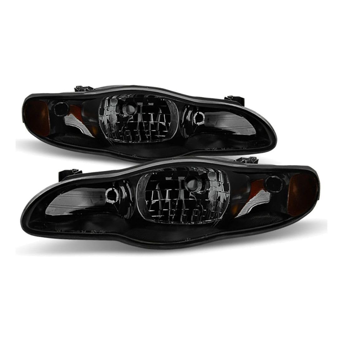 Lmrysalque 2pcs Headlight Front Left Right Side Smoked Lens Black Housing Sinister Smoke Assembly Lamp for Chevy for Monte Carlo LS/SS 00-05 10349960 GM2503212