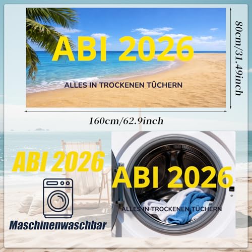 PIujsym ﻿Abi 2026 Handtuch 80x160cm – Mikrofaser Strandtuch als Abitur 2026 Geschenke – Alles in trockenen Tüchern Design – Witziges Abitur Geschenke & Bestandene Prüfung für Mädchen & Jungen