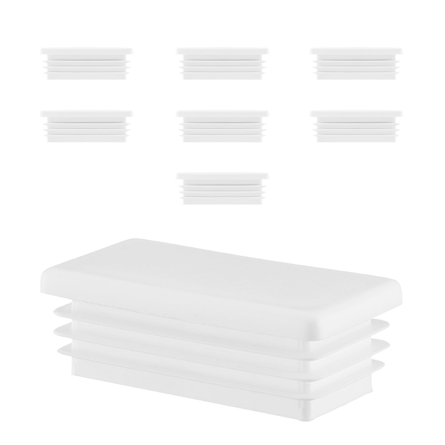 Emfa White Plastic End Caps 70X30 Mm – Rectangular Tube Inserts – Lamella Plugs For Metal Tubes And Structures – 8 Pack – 7X3 Cm