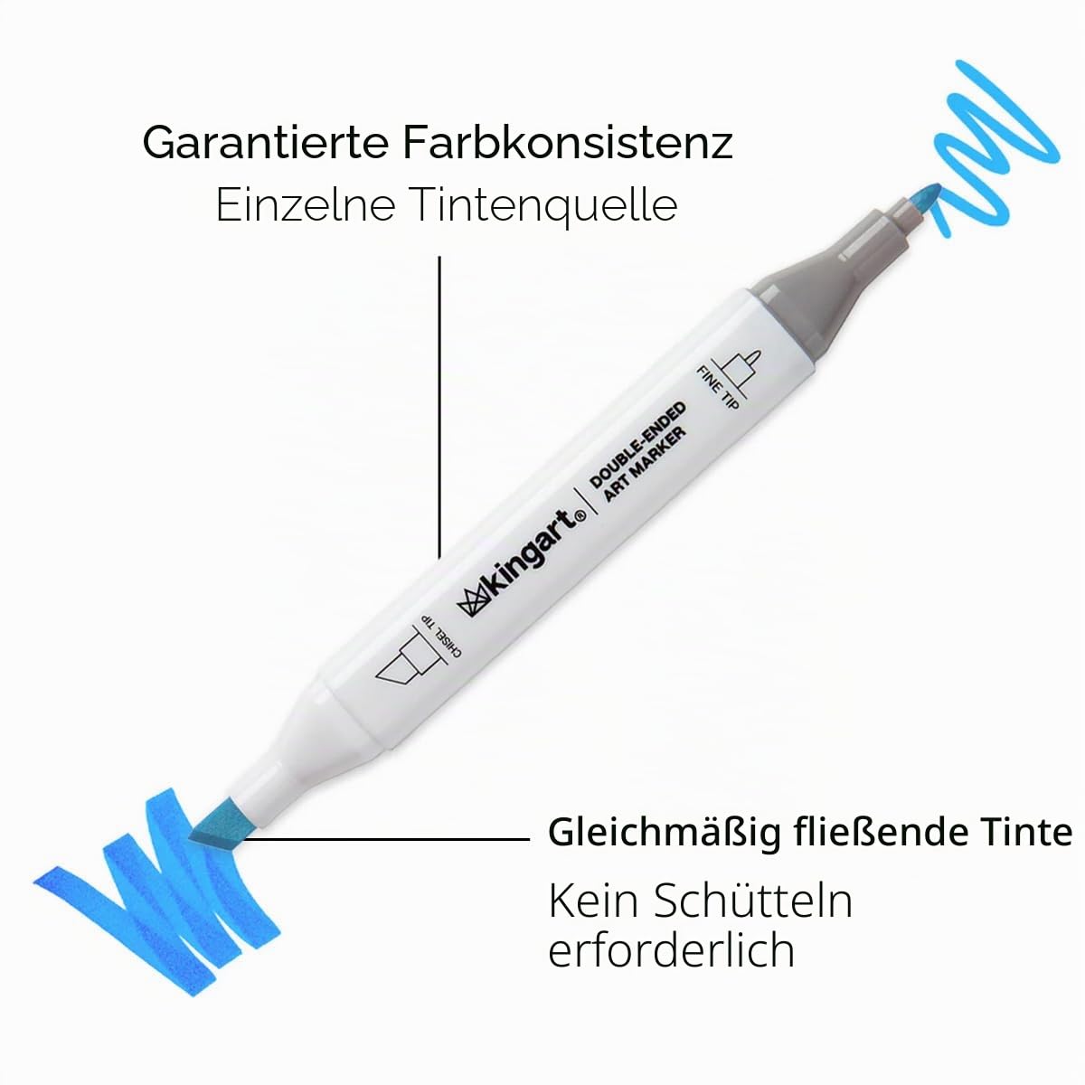 KINGART PRO Doppelendige Kunstmarker mit Alkoholtinte, 120 Farben, feine Spitze und Keilspitzen, permanent mit hervorragender Mischbarkeit, inklusive Kunststoffetui, 120 Stück