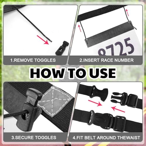 Triathlon Startnummernband, Laufgürtel mit Nummernhalter, Ring Running Belt, Bauchtasche Gürteltasche für Radfahren, Triathlon, Marathon, Laufen, Schwarz
