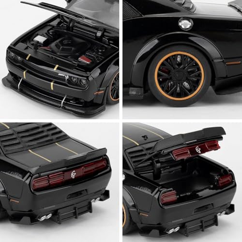 Image of FEXXA Hellcat 1:32 Scale Dodge Challenger Die-Cast Metal Toy Model Car for Kids - Pull Back Mechanism, Birthday Gift for 3+ Year Old Boys (Hellcat Black)