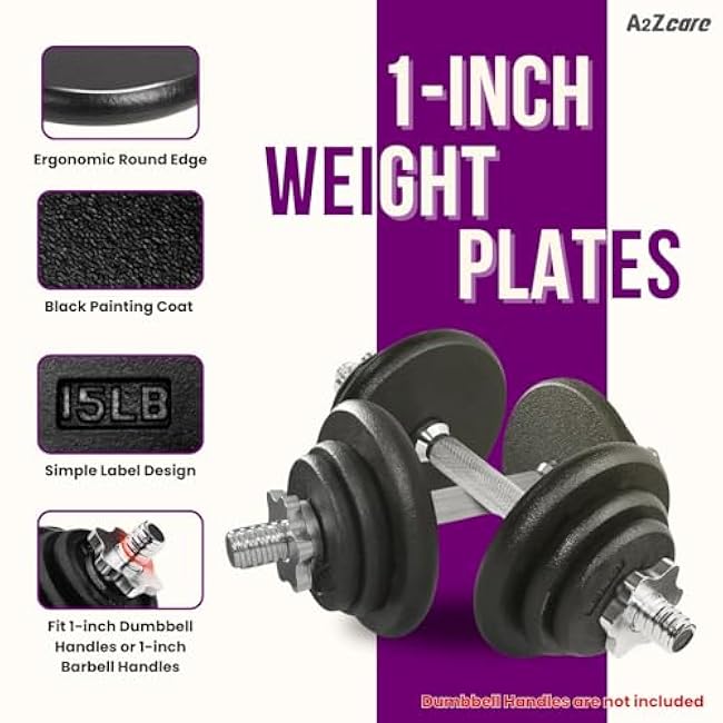 A2ZCARE 1-Inch Standard Weight Plates - Cast Iron Dumbbell Plates