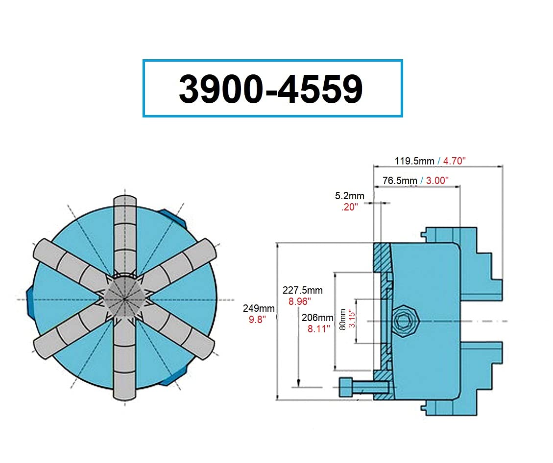 HHIP 3900-4559 10" 6-JAW Plain Back Self Centering Lathe Chuck