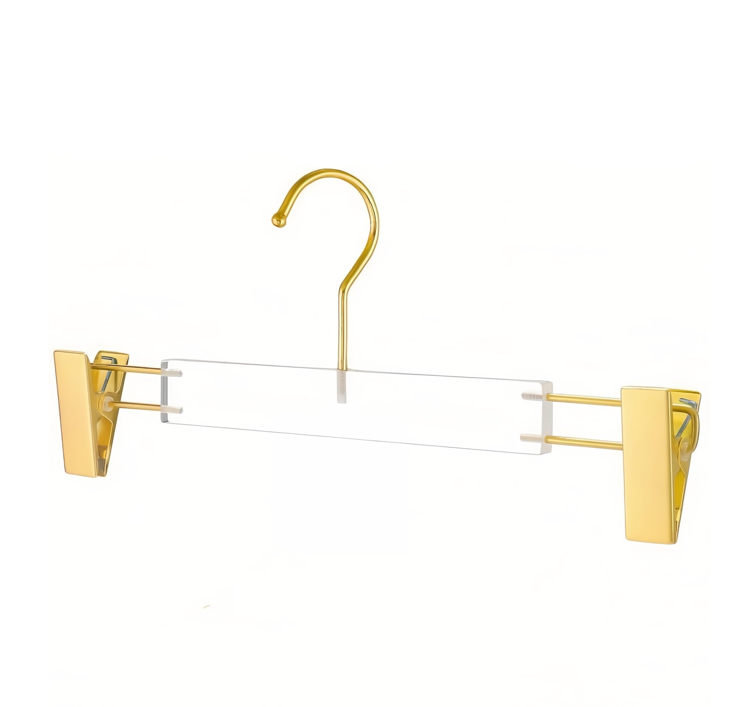 GAMVDOUT Acrylic Pants Hanger with Gold Hook Transparent Hanger Golden Clip Suitable for Skirts, Pants