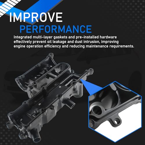 Image of Aluminum Engine Valve Cover with Gasket Compatible with 2013-2019 Ford Escape Fiesta Fusion Transit Connect 1.6L L4 Replaces BM5Z6582A BM5Z-6582-A