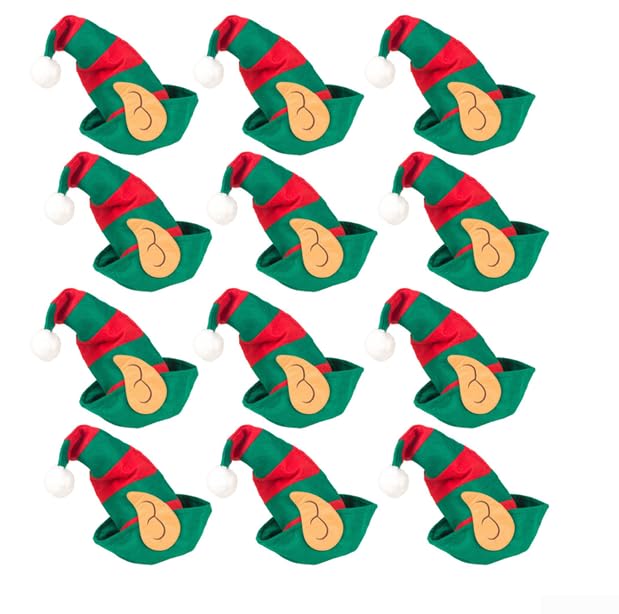 12 Stück Weihnachtsmannmützen – Weihnachtsparty-Hüte oder...