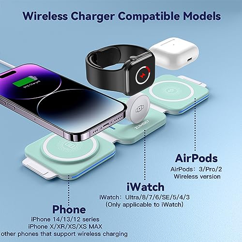 ZUMSEY 3 in 1 Wireless Charging Station for Apple Wireless Charger for iPhone 17 Pro Max/16/15/14/13/12 - Image 3