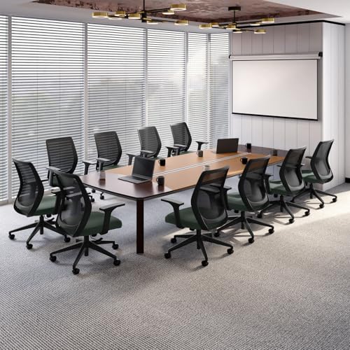 Image of Interio by Godrej Curv Premium Mesh Wide Back Ergonomic Chair for Work from Home /Study | 1 Year Warranty | Height Adjustable Chair | Heavy Duty PP Base | DIY Installation (Set of 10, Earthstone)