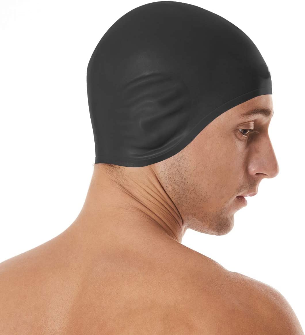 Amitasha Silicone Swimming Cap for Men & Women 3D Ergonomic Ear Protection Kids Swim Cap for Long or Short Hair (Black) (B0C5T3MPST) Amazon Price History, Amazon Price Tracker