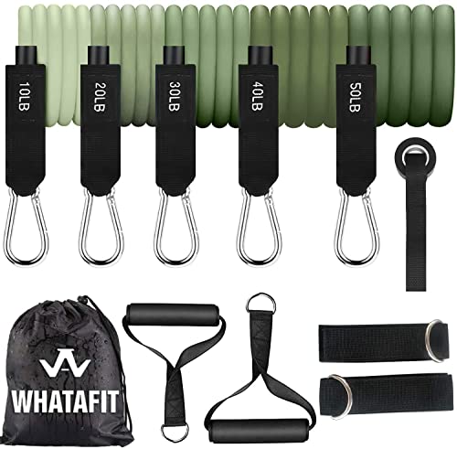 Whatafit Resistance Bands Set, Exercise Bands With Door Anchor, Handles, Carry Bag, Legs Ankle Straps For Resistance Training, Physical Therapy, Home Workouts (Green) #TOP8