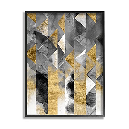 Image of 'Modern Triangular Stripes Sharp Geometric'| Framed Giclee Art | Stupell Industries | Black, 24 x 30 Inches, Easy to Hang and Sturdy, Made in USA, by Chariklia Zarris