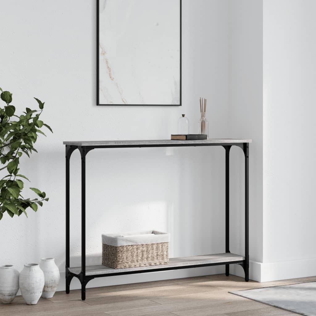 Tavolo consolle grigio Sonoma, 100 x 22,5 x 75 cm, in legno e