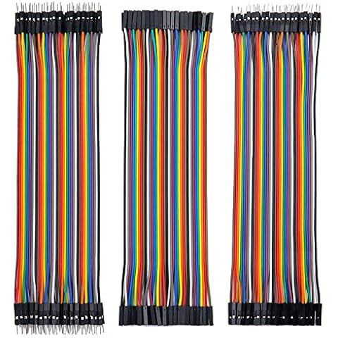 Jumper Wires kit,Multicolored Dupont Wire 3 x 40 pcs, Male to Female, Male to Male, Female to Female,Breadboard Jumper Wires Cables Kit for arduino Cover