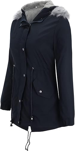 SNKSDGM Chaquetas de invierno para mujer, con forro polar, bolsillos cortos, gruesas, resistentes al viento, chaqueta acolchada de plumón