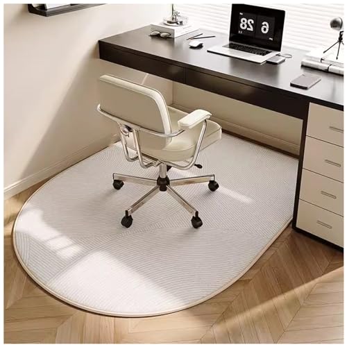 Alfombrilla para silla de oficina de TPR blanca con respaldo antideslizante, fácil de limpiar, insonorizada e ideal para suelos de madera dura y alfombras, 150 x 90 cm, ruedas deslizantes suaves para