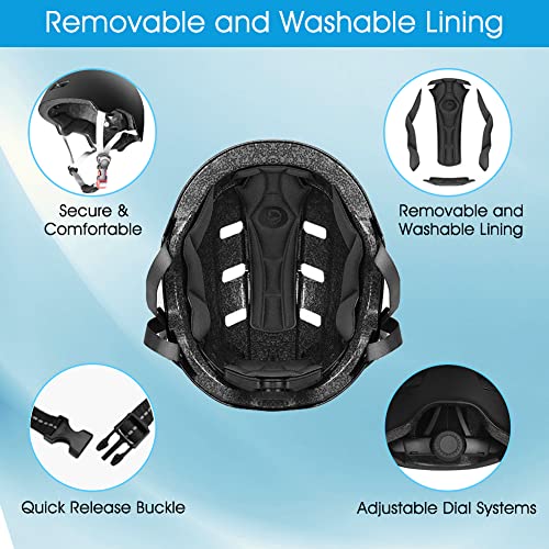 Skateboard Bike Helmet For Men,Woman,Kids Bicycle Helmet For Adults And Ages 8-14,Youth Scooter Helmets For Multi-Sports Cycling,Roller Skate Inline Skating Longboard Medium Size 54-57 Cm/21.3"-22.4" #TOP5