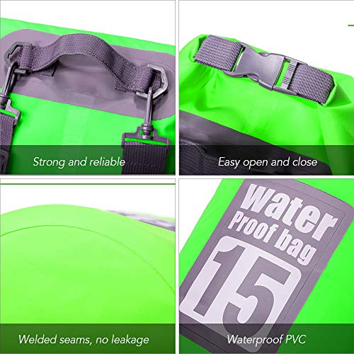 Andoer 5L / 10L / 15L / 20L Mochila seca impermeável ao ar livre, bolsa flutuante roll-top com capa