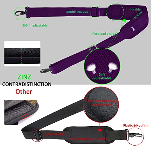 Image of ZINZ 79 inch Shoulder Strap, Extra-thick Fixed Cushion Pad and Dual Clasps Universal Replacement Strap with Metal Swivel Hooks for Laptop Bags, Luggage Bags, Camera, Crossbody (200cm,Purple)