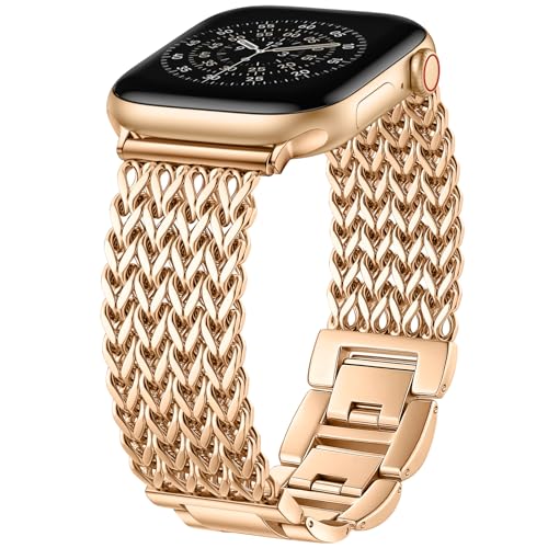 Metal Band Compatible with Apple Watch Bands for Women 40mm 41mm 42mm 38mm 44mm 45mm 46mm 49mm, Dressy Stainless Steel Link Bracelet, Designer Strap for iWatch Series 11/SE/10/9/8/7/6/5/4/3/