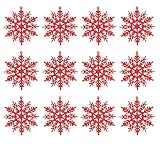 TianWlio Weihnachten Schneeflocken Schneeflocken Dekorationen Ornamente Anhänger Weihnachten pulverisierter 12-teiliger Weihnachtsbaum Hängesessel Gestell Rund (Red, One Size)