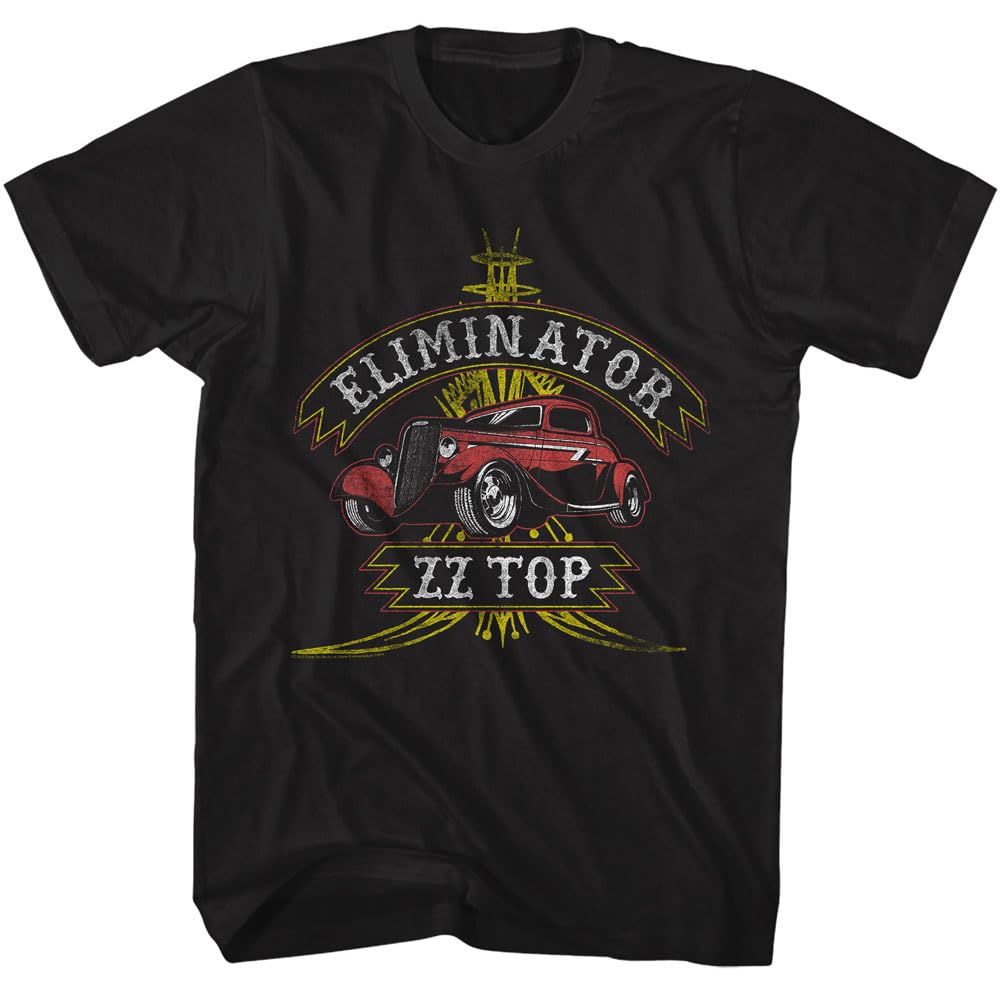 ZZ Top Eliminator Herren-T-Shirt, kurzärmelig, klassischer Rock-Vintage-Stil, Grafik-T-Shirt, Schwarz