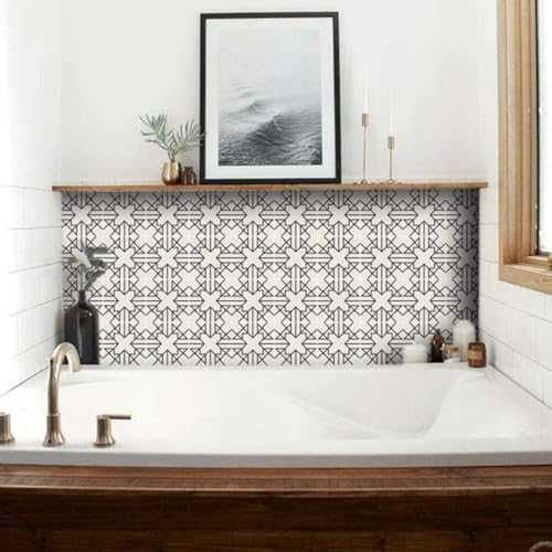 Image of Moroccan Tile Stickers | Waterproof Self Adhesive Peel & Stick Tile Decals for Kitchen Backsplash, Bathroom Wall, Floor, Furniture & Glass (6x6 Inch, Design 8, 40 Pic)